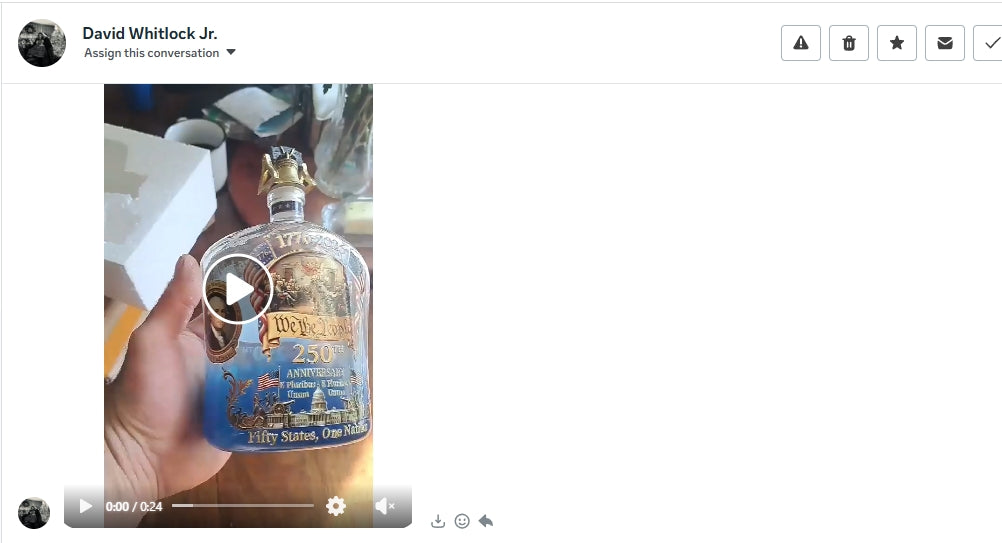 Customer sharing their 250th Anniversary bottle
